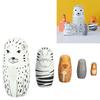 5 Set Animal Printed Surface Wooden Animal Nesting Dolls Handmade Wooden Nesting Toy Bedroom Decor