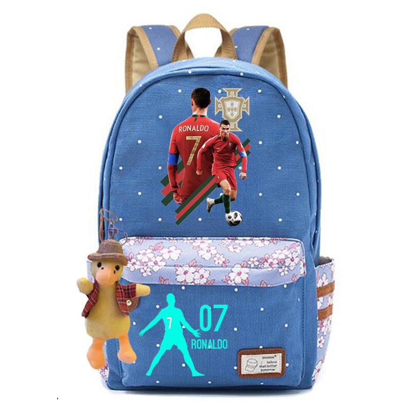 Youth football star Ronaldo primary and secondary school student schoolbag female casual backpack