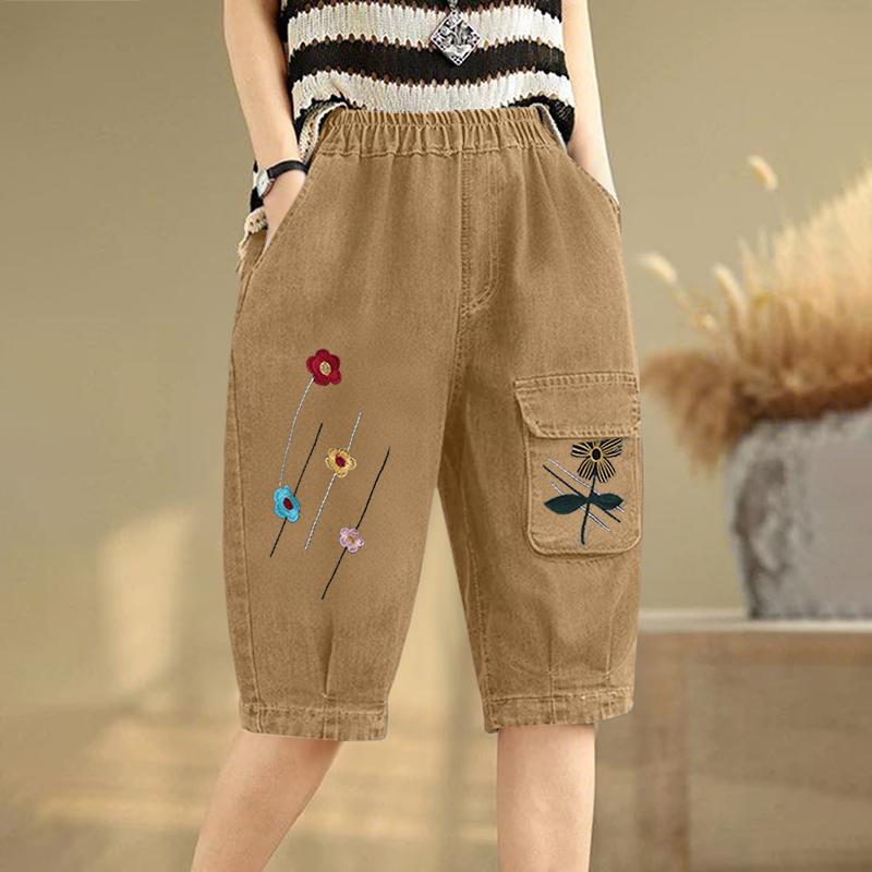 ZANZEA Women Summer Floral Print Elastic Waist Casual Capris Pants