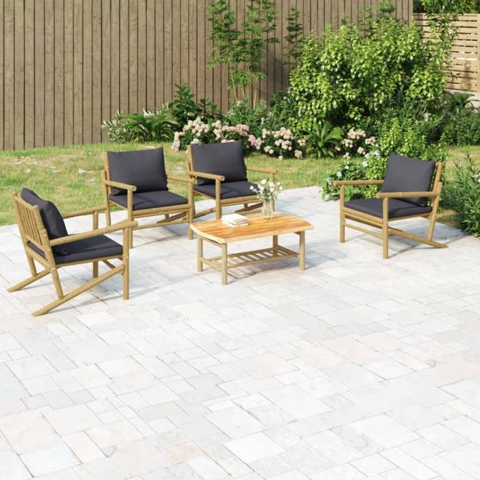VidaXL Garden Lounge Set with Cushions 5 Pcs, Chairs with Backrest and Armrests, Furniture Set with Coffee Table Patio 3156476