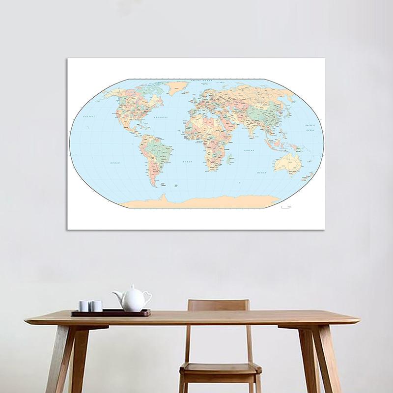 Standard Map World Map with National Flag Classic Edition Map of The World Posters and Prints for School Supplies