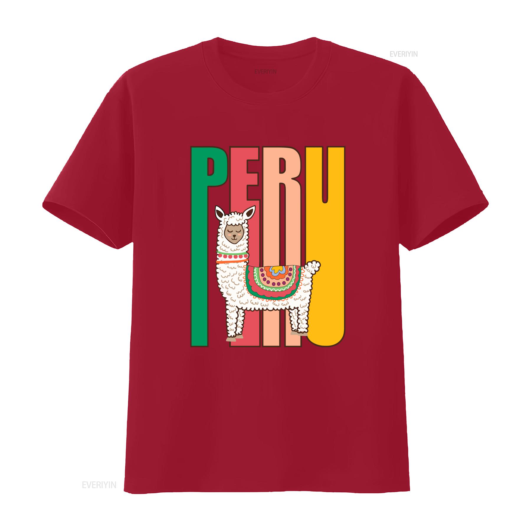 Peru Alpaca Peruvian Llama Fashion T Shirt with Colorful Design vintage Washed Stylish Slightly Versatile designer clothes S