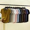 Damen U-Ausschnitt Kurzarm Modal Oberteil Slim Fit Lässiges T-Shirt Weich Dehnbar Einfarbige Tägliche Layering Frühling Sommer Kleidung