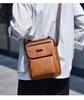 Mens Vintage Fashion Sling Bag Large Capacity Solid Pu Leather Message Bag One Shoulder Bag with Handle