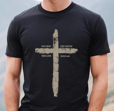 Mens Christian Cross T-Shirt: The Way, The Truth, The Life