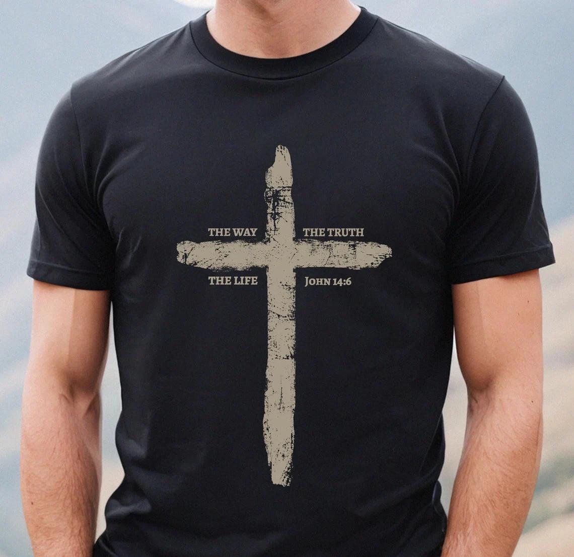 Mens Christian Cross T-Shirt: The Way, The Truth, The Life 3XL