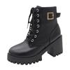 Spring Autumn Women Fashion Platform Boots 2024 Ankle Boots High Heel Motorcycle Boots Lace Up Non-slip Zapatos De Mujer 35-40