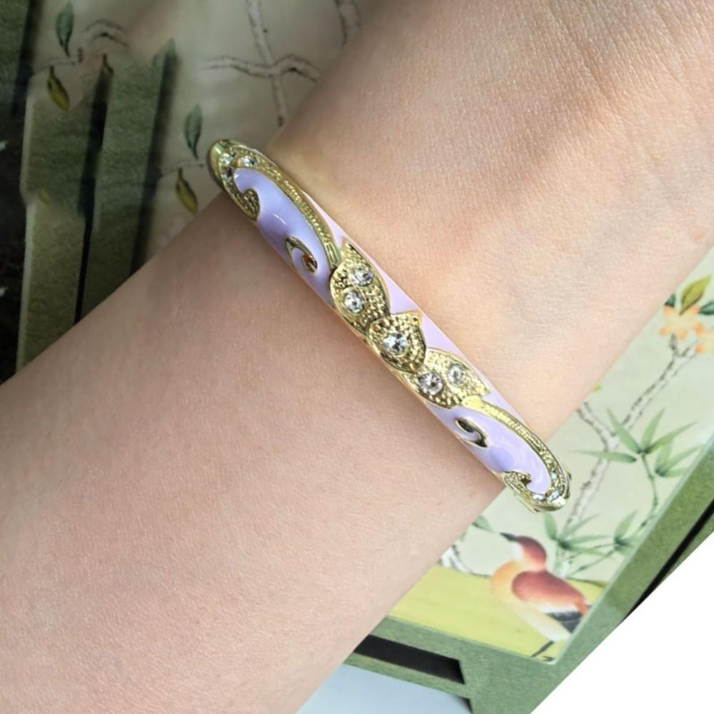 Traditional Flower Bangle Colorful Women's Hand Bracelet Vintage Cloisonne Bangle  Jewelry Gifts