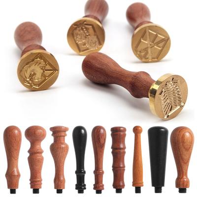 1Pc Wood Handle Wax Seal Stamp Accessories Portable Mini Diy Seal Tool Retro Wood Color Just Handles Post Gifts Decorative