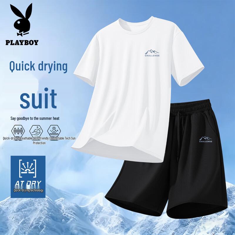 Мужской летний спортивный комплект PLAYBOY: футболка и шорты 3XL