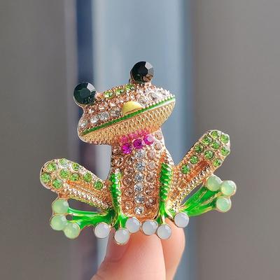 Fashion Lovely Rhinestone Frog Brooches Women Men Unisex Animal Party Casual Brooch Pins Jewelry Gifts