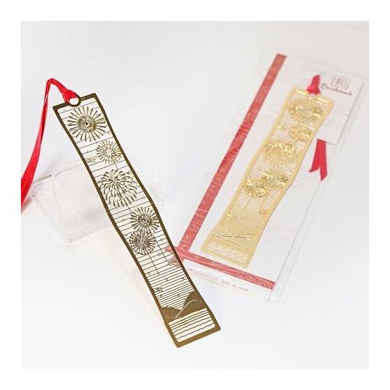 Bookmark, Summer Night Sky Gold WAG028, Metal, Durable, Delicate, Japanese Pattern Design, Beautiful, Vertical Silhouette, Practical