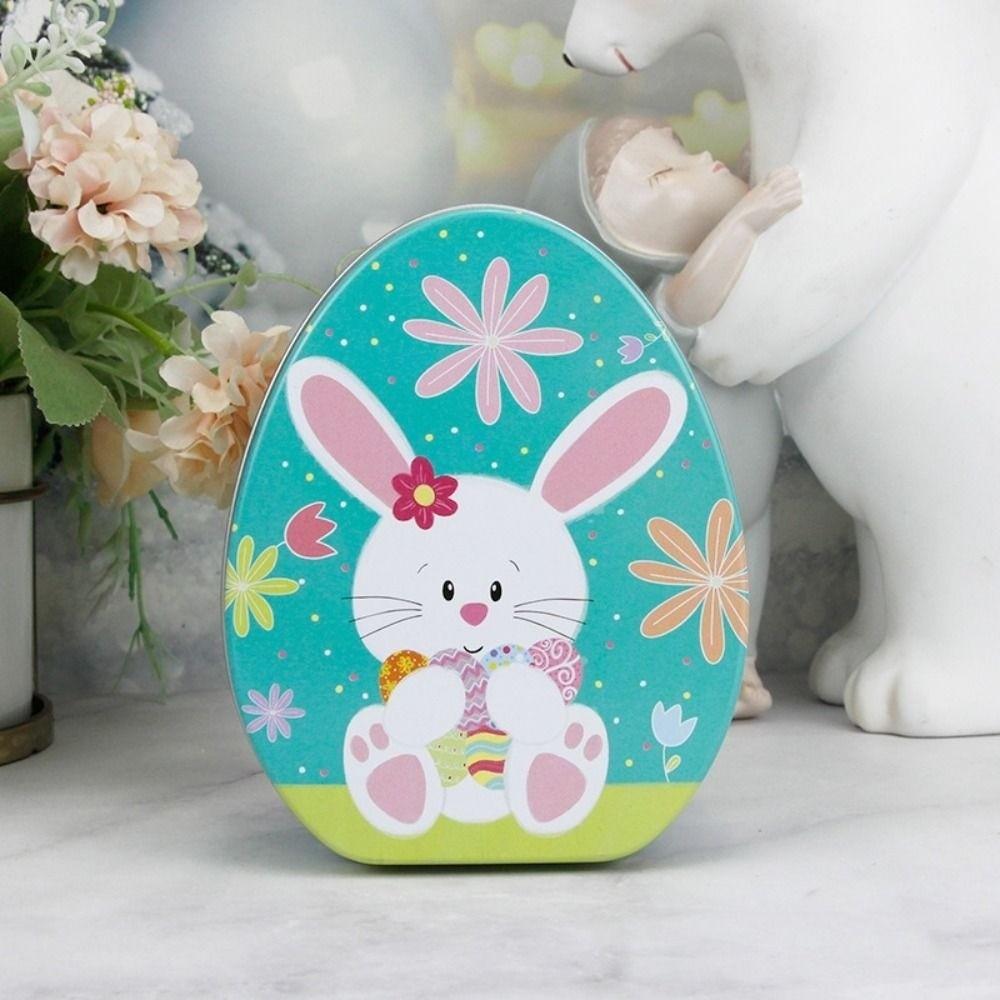 Metal Egg Shaped Tinplate Box Dust-proof Rabbit Iron Case Tinplate Storage Case  Cosmetic