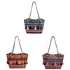Tassel Ethnic Style Shoulder Bag Stripe Canvas Colorful Handbag Embroidery Tote Bag  Outdoor