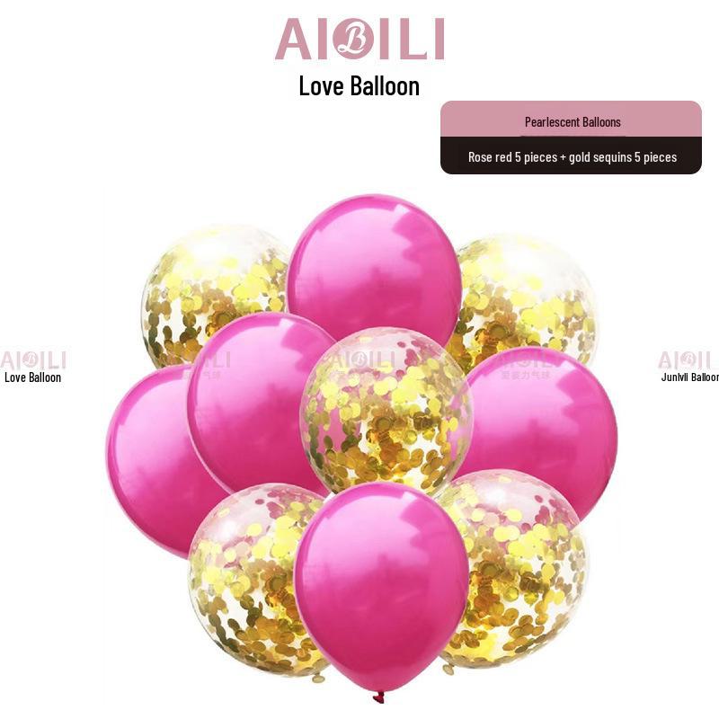 Metallic Sequin Balloon Set for Birthdays, Valentine's Day, and Weddings