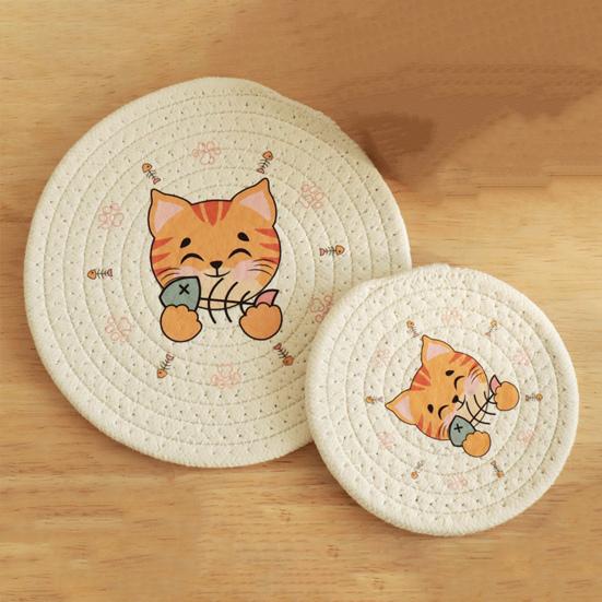 Söt katttryckt duk för matbord Värmetålig Halkfri Isoleringsmatta Skyddar mot Brännskador Repor Fläckar Hemkök Dekor