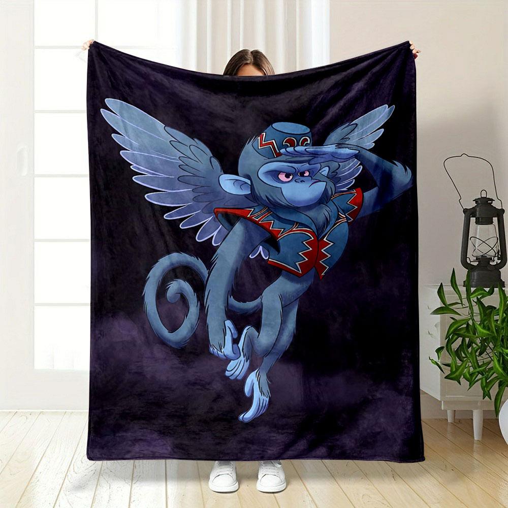 A Flying Monkey with Wings, Wearing a Hat and Colorful Clothing. for All Seasons Blanket Lunch Break Throw Gift 75X95CM
