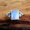Mondstein-Blautopas-Ring, Silberschmuck, 925er Sterlingsilber, Statement-Schmuck, handgefertigter Ring