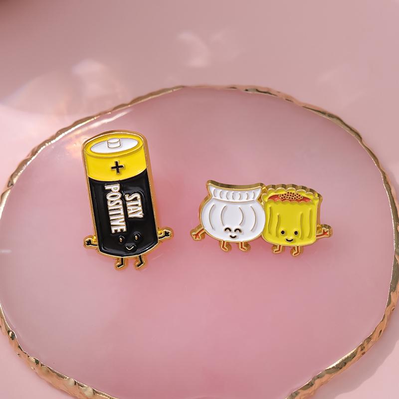 Food Partner Enamel Pins Custom You're My Soymate Brooches Lapel Badges Vinegar Baozi Shaomai Jewelry Gift for Friends