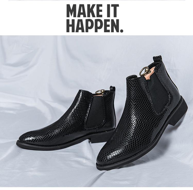 Men's Autumn/Winter 2025 Pointed Toe High-Top Leather Boots – Business Chelsea Slip-On Martins