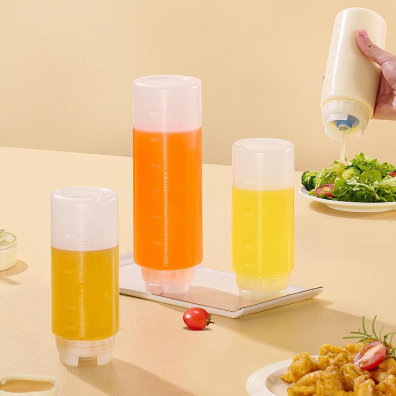 Inverted Plastic Squeeze Bottles, Refillable Tip Large Valve Dispenser Condiment Squeeze Bottle