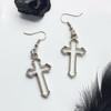 Gothic Hollow Cross Dangle Earrings Simple Ear Hooks Punk Style Drop Earrings Statement Jewelry Gift for Women Men