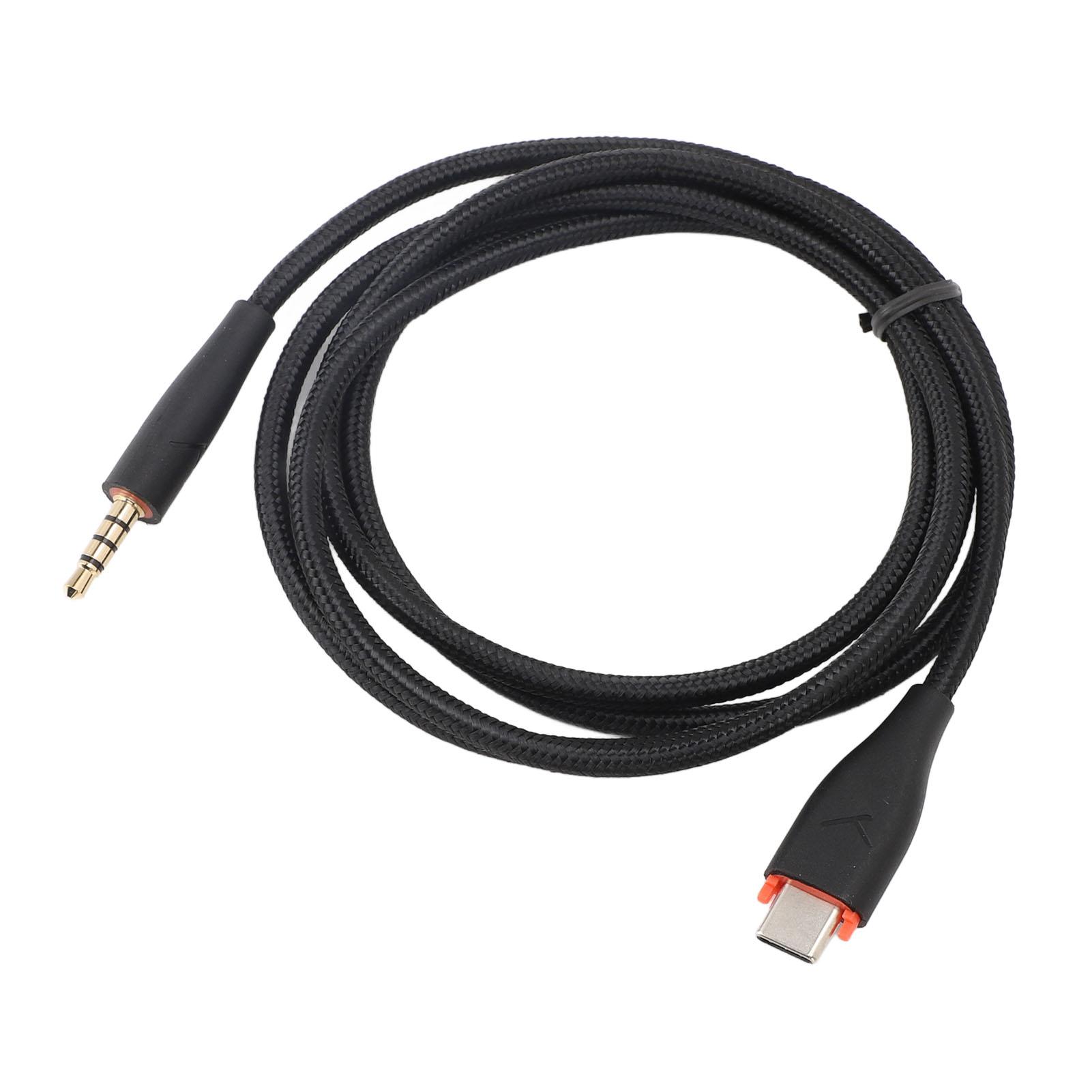 

Кабель-переходник Type C на 3,5 мм для наушников, кабель OFC в тканевой оплетке, сменный кабель для наушников MMX150 чёрный