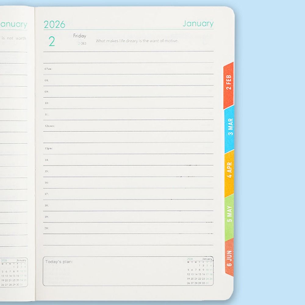 Wear-resistant 2026 Schedule Planner Notepad English 365 Days Efficiency Notebook  Office Supplies