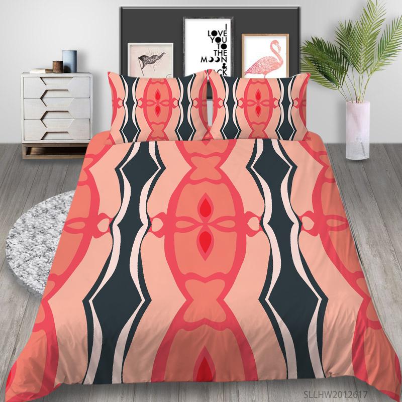 Lenjerie de pat grafică 3D Model colorat Husă de pilota și fată de pernă 2 sau 3 bucăți de țesătură din microfibră cu fermoar Lavabil Super moale Decorare pentru casă