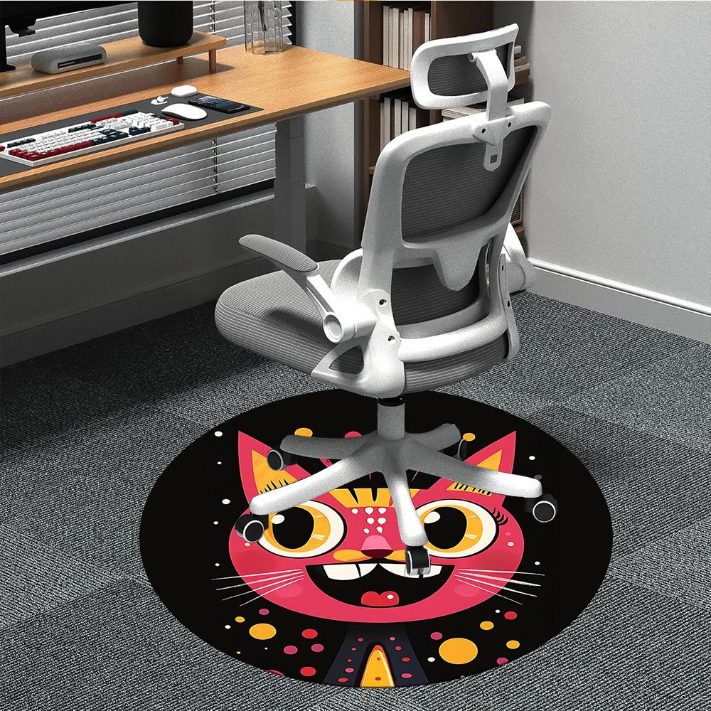1pc Cat Whiskers Office Round Area Rug, Indoor Mat Suitable For Office, Under Office Chairs Bedroom Living Room Home Decor, Room Deco