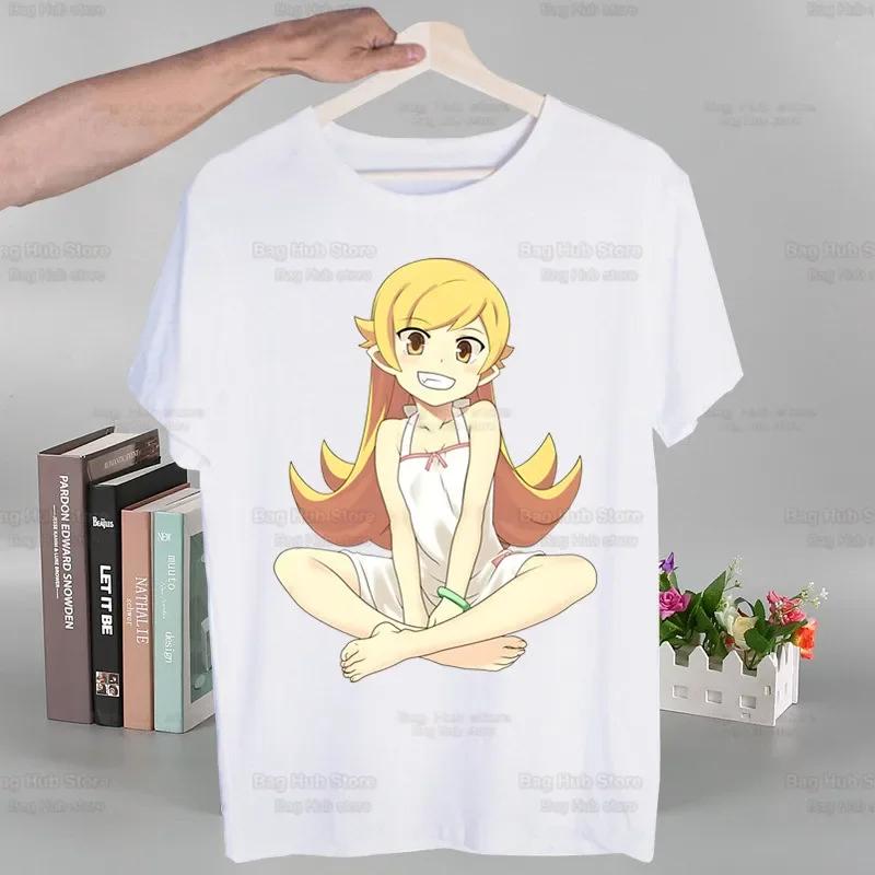 

Bakemonogatari Senjougahara Oshino Shinobu Funny T Shirt Men Casual Short Sleeve Tshirt Homme Manga Unisex T-shirt Tees XL