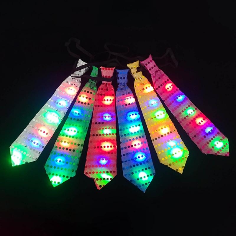 5pcs Glowing Neck Tie Luminous Children Atmosphere Props Accessory for Children Kid Girl Boys Birthday Present
