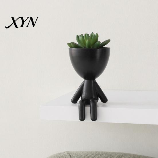 Indoor Plant Pot Ornament 3D Printed Sitting Human Figure Succulents Planter, 2-in-1 Desktop & Decor Ornament, Matte Finish Office Desk Planter