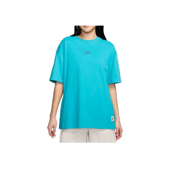 Nike Floral Print Design Casual Loose Round Neck Short Sleeve Drop Shoulder T-Shirt Women T-Shirt Star-Blue HF4613-367
