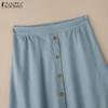 ZANZEA Womens Casual Elastic Waist Loose Summer Skirts