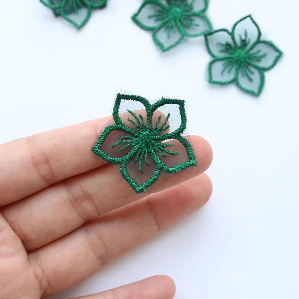 10Pcs Black White Lace Embroidered Flowers Patches Applique Patch Decoration