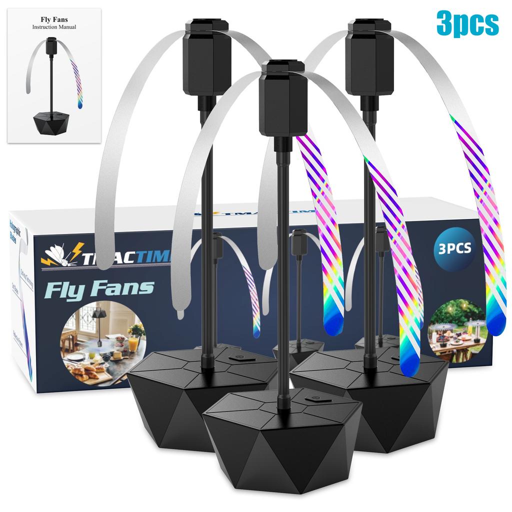 Fly Fans for Table, Soundless Fly Repellent Fan with Soft Blades and Hanging Hook, Handy for Outdoor Use Restaurant BBQ Picnic