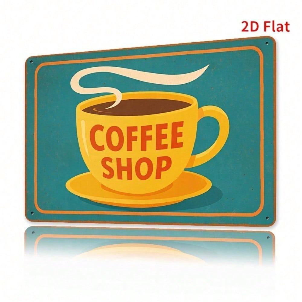 Vintage Coffee Shop Metal Tin Sign Retro 8x12 Inch Flat Wall Art Cafe Bar Restaurant Garage Home Decor Rustproof