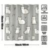 Cute White Cat Pattern Shower Curtain Waterproof Easy To Clean Privacy Protection Print Kawaii Pet Art Design Minimalist 12Hooks
