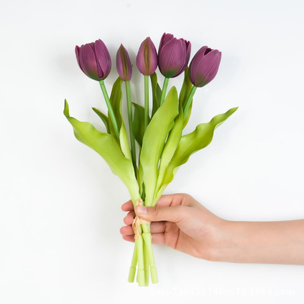 Short Soft Rubber Tulip Bouquet, Home Hotel Bedroom Decoration Flower Arrangement, Home, Simulated Flower