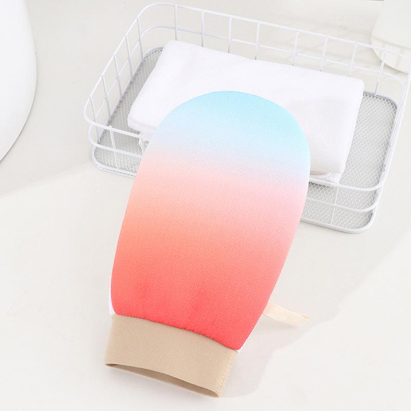 Thin Double Sided Shower Gloves Gradient Colored Single-layer Bath Towel Body Cleaning Exfoliating Peeling Rubbing Scrub Gloves