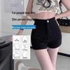 Women's High-Waist Black Denim Shorts - 2025 Slimming Elastic Hip-Wrap Hot Pants