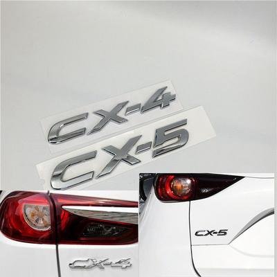 Car Chrome Emblem Decal Rear Trunk Letter Number Logo Badge Sticker Nameplate Fit For CX-4 CX-5
