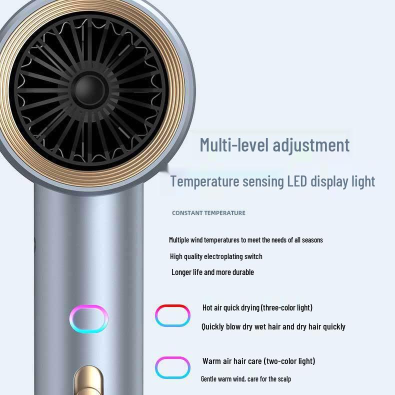 High-Power Negative Ion Hair Dryer with Quick Dry & Blue Light Care for Home Use
