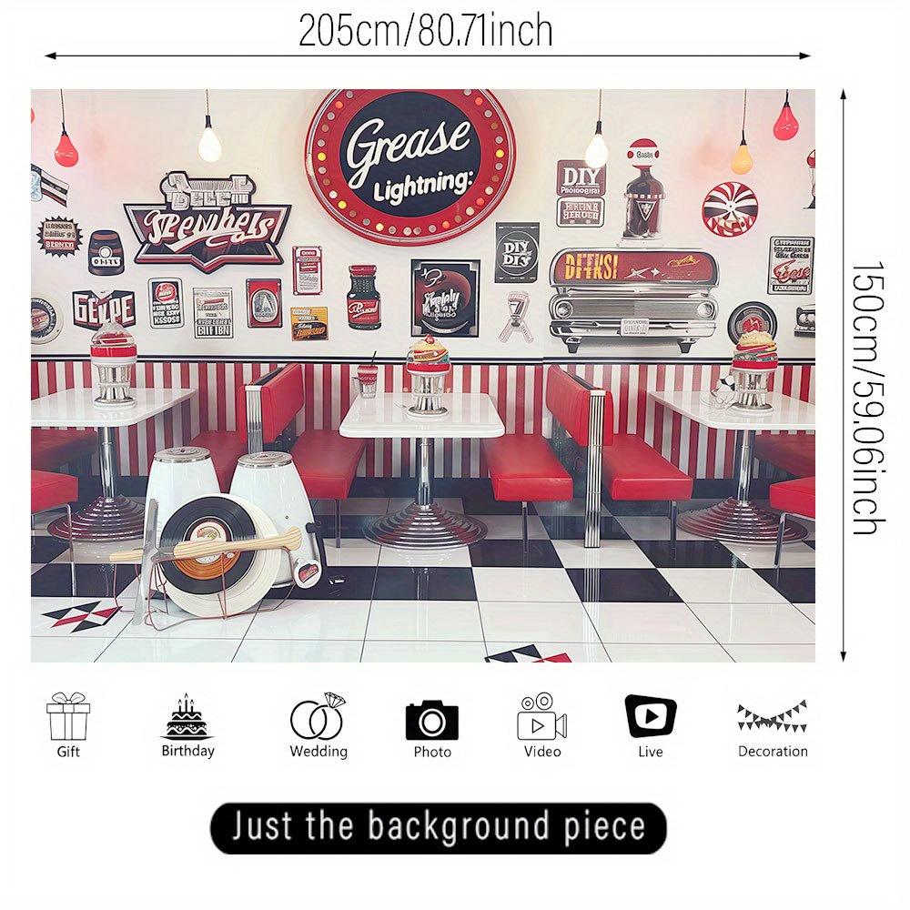 1 Piece Retro Restaurant Oil Themed Background Banner No Electricity Required Indoor and Outdoor Decoration
