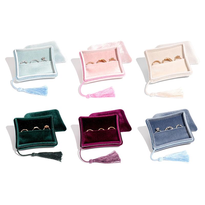 High Quality Velvet Tassel Jewelry Box Portable Simple Soft Jewelry Storage Box Multifunctional Jewelry Storage Packaging Box