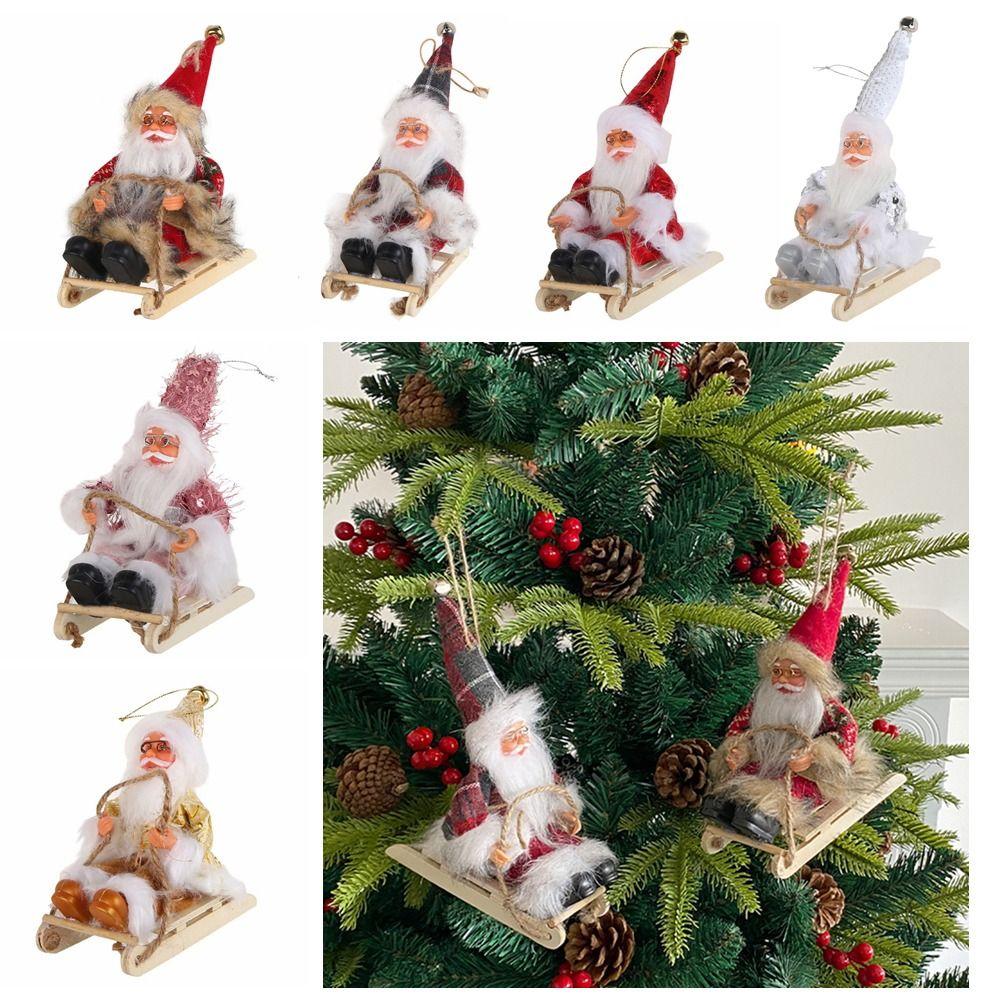 

Многоцветная рождественская кукла, фигурки, плюшевая кукла Санта-Клауса, подарок, сидящие сани Санта-Клауса