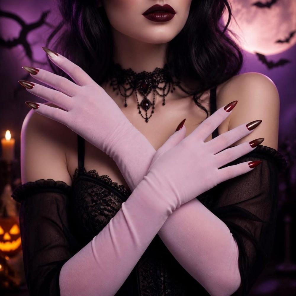 Breathable Halloween Dress Gloves Sheer Ultra-Thin Gloves Gift Cosplay Gloves Stage Wear