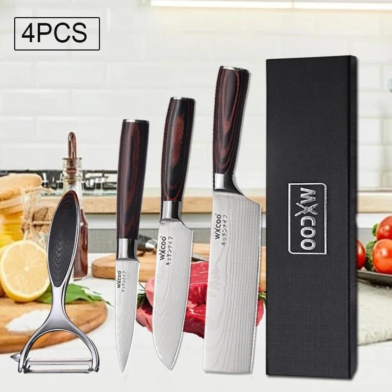 WXCOO Professional Knives Damascus Laser Chef's Knife for Cutting Bone Bread Fruit Melon Stainless Steel Cooking Tools