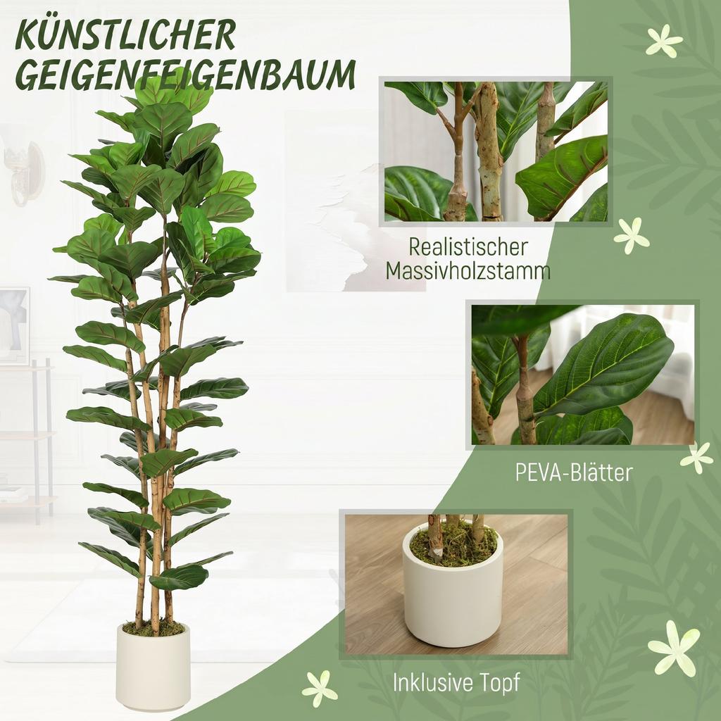 180cm Artificial Fiddle Leaf Fig Tree - Green